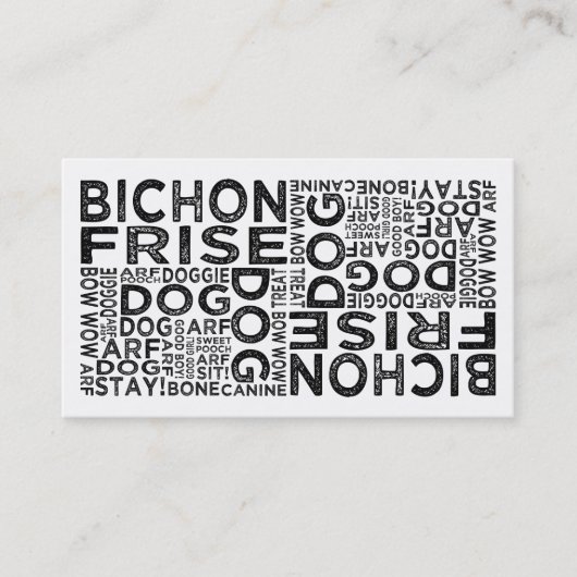 Carte De Visite Typographie de Bichon Frise (Devant)