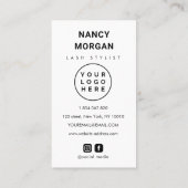 Carte De Visite typographie de cils 3 Collage photo Code Qr Logo (Dos)