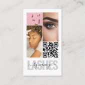 Carte De Visite typographie de cils 3 Collage photo Code Qr Logo (Devant)