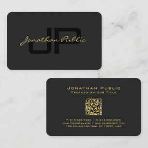 Carte De Visite Typographie de code QR personnalisée Gold Nom de t