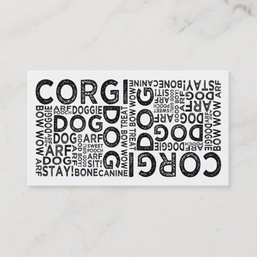 Carte De Visite Typographie de Corgi (Devant)
