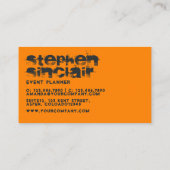 Carte De Visite Typographie de Grunge noir et orange (Dos)