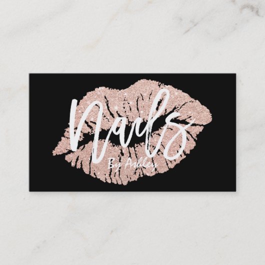 Carte De Visite Typographie de la parties scintillant d'or rose de (Devant)