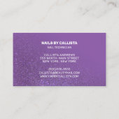 Carte De Visite Typographie de la Parties scintillant violet viole (Dos)