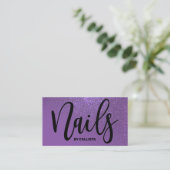 Carte De Visite Typographie de la Parties scintillant violet viole (Debout devant)