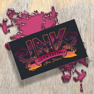 Carte De Visite Typographie de l'encre Tatouage Artiste ID815