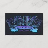 Carte De Visite Typographie de l'encre Tatouage Artiste Lavande/Aq (Devant)