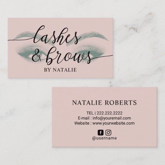 Carte De Visite Typographie de maquillage de Brows Brows (Devant / Derrière)
