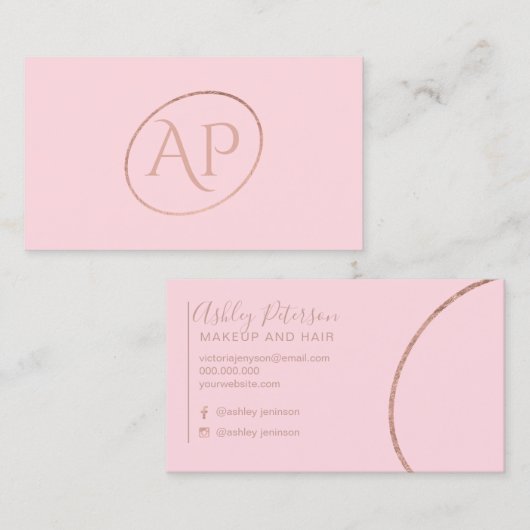 Carte De Visite Typographie de maquillage de cheveux de logo (Devant / Derrière)