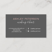 Carte De Visite Typographie de maquillage de cheveux de photo de (Dos)