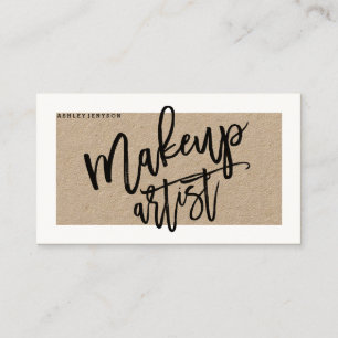 Carte De Visite Typographie de maquillage kraft brun rustique