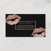 Carte De Visite Typographie de maquillage lèvres en or noir rose (Dos)
