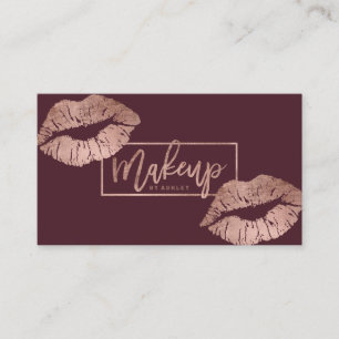 Carte De Visite Typographie de maquillage lièvre faux rose or bor