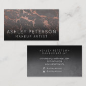 Carte De Visite Typographie de marbre grise de maquillage d'or (Devant / Derrière)