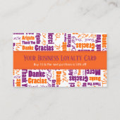 Carte De Visite Typographie de Merci multilingue Loyalty Punch (Devant)