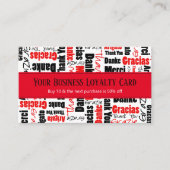 Carte De Visite Typographie de Merci multilingue Loyalty Punch (Devant)
