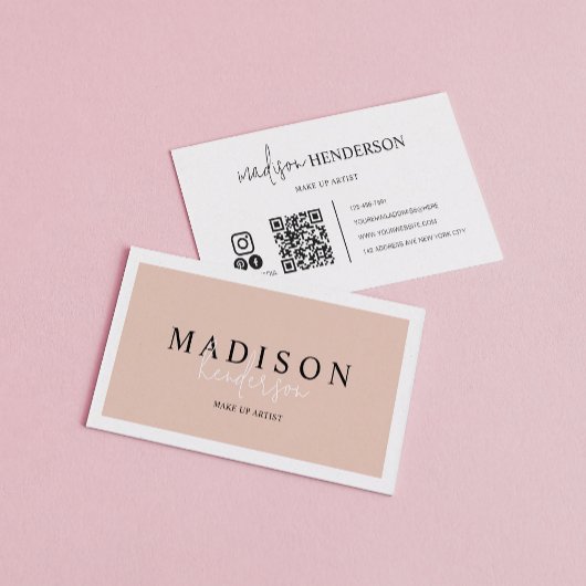 Carte De Visite Typographie de script Boho Professional Code QR