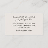 Carte De Visite Typographie de script crème minimaliste simple mod (Dos)