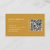 Carte De Visite Typographie de script de cheveux Code Qr Jaune Mou (Dos)