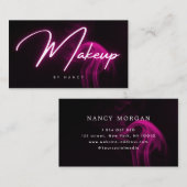 Carte De Visite Typographie de script de maquillage néon rose (Devant / Derrière)