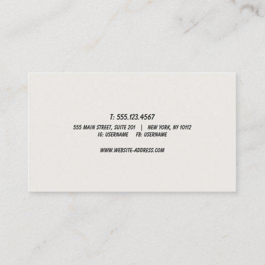 Carte De Visite Typographie de script manuscrite noir blanc (Dos)