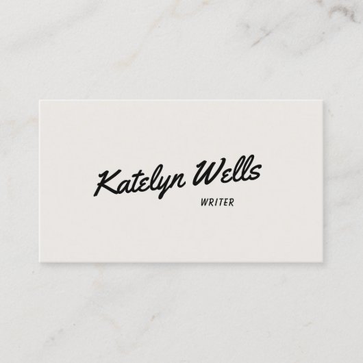 Carte De Visite Typographie de script manuscrite noir blanc (Devant)