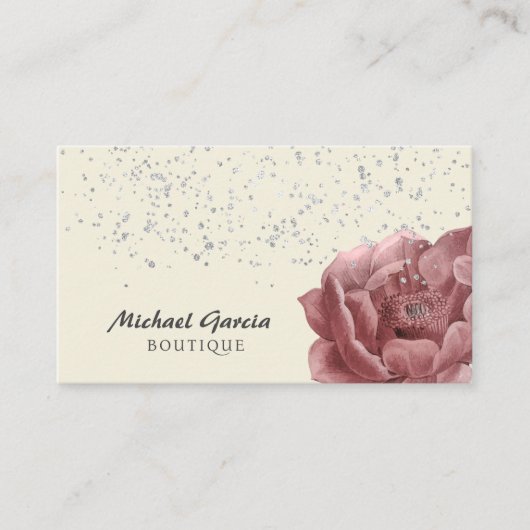 Carte De Visite Typographie de script manuscrite Roses roses rose  (Devant)