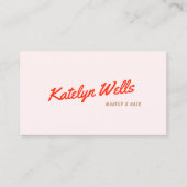 Carte De Visite Typographie de script manuscrite rouge rétro rose (Devant)