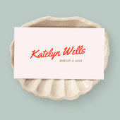 Carte De Visite Typographie de script manuscrite rouge rétro rose