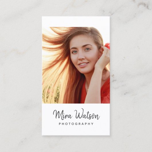 Carte De Visite Typographie de script moderne chic Photographe sim (Devant)