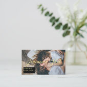 Carte De Visite Typographie de script moderne Photo jaune et noir (Debout devant)