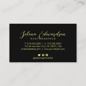 Carte De Visite Typographie de script moderne Photo jaune et noir (Dos)
