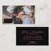 Carte De Visite Typographie de script moderne Photographie noir et (Devant / Derrière)