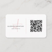 Carte De Visite Typographie de script monographique Code QR rose p (Devant)