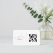 Carte De Visite Typographie de script monographique Code QR rose p (Debout devant)