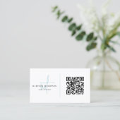 Carte De Visite Typographie de script monographique Sky Blue QR Co (Debout devant)