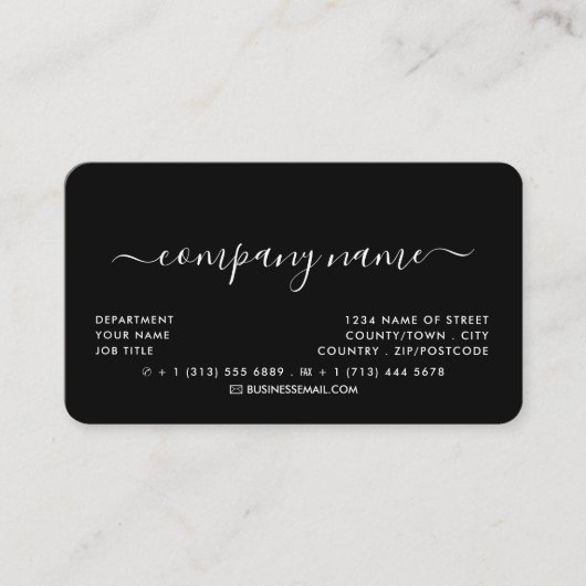 Carte De Visite Typographie de script simple - Logo - Noir & Blanc (Devant)