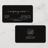 Carte De Visite Typographie de script simple - Logo - Noir & Blanc (Devant / Derrière)