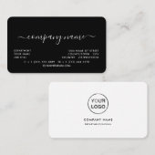 Carte De Visite Typographie de script simple - Logo - Noir & Blanc (Devant / Derrière)