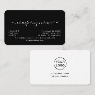 Carte De Visite Typographie de script simple - Logo - Noir & Blanc