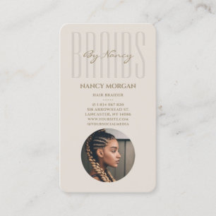Carte De Visite Typographie de tresses Photo Beige