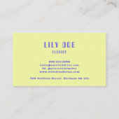 Carte De Visite Typographie Décontracté moderne Patel bleu jaune (Dos)