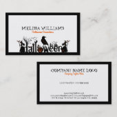 Carte De Visite Typographie d'Halloween noir blanc et orange (Devant / Derrière)