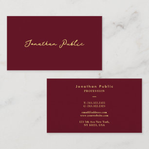 Carte De Visite Typographie d'or Faux sur mesure Texte du script