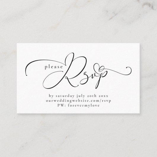 Carte De Visite Typographie d'organisation RSVP pour réponse en li (Devant)