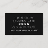 Carte De Visite Typographie du barman Signature Calligraphie noir (Dos)