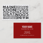 Carte De Visite Typographie du chat Maine Coon (Devant / Derrière)