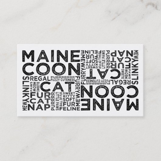 Carte De Visite Typographie du chat Maine Coon (Devant)