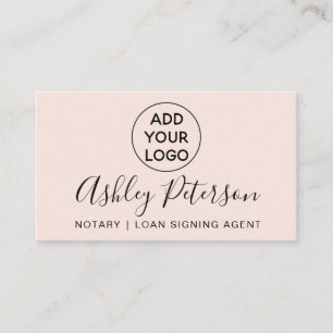Carte De Visite Typographie du logo noir minimaliste rose élégan