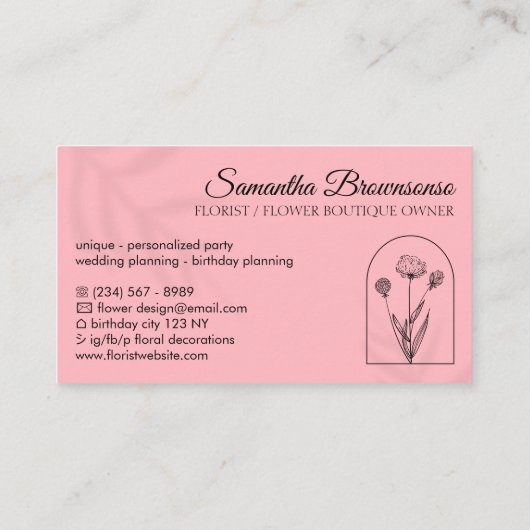 Carte De Visite Typographie du monogramme rose (Dos)